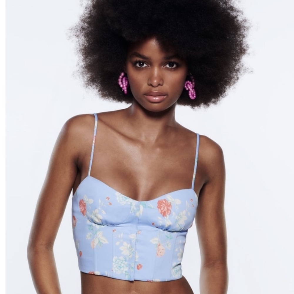 Zara Blue Floral Crop Top